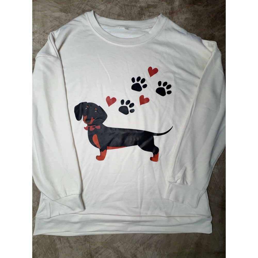 Dachshund Heart Paw Prints Valentines Day Doxie Weiner Dog Sweatshirt Dog Medium